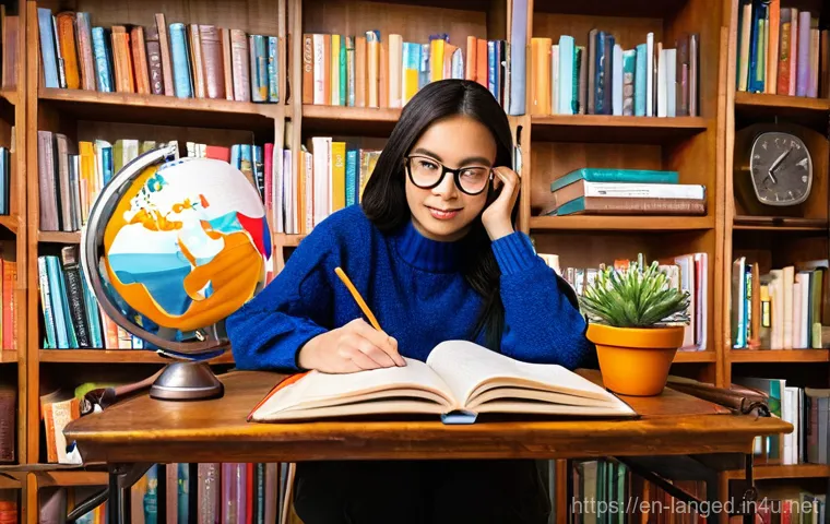 언어 학습의 기억 이론 - **Prompt 1: Semantic Web of Knowledge**
    A young adult, gender-neutral, with a focused and though...