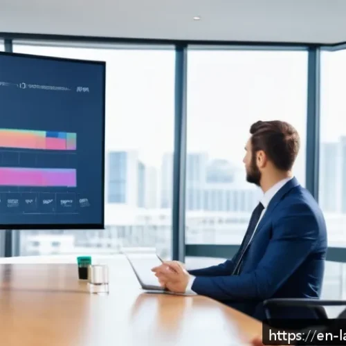 언어 교육에서의 문법적 이해도 향상 - A modern office scene depicting a professional woman giving a presentation on sentence structure and...